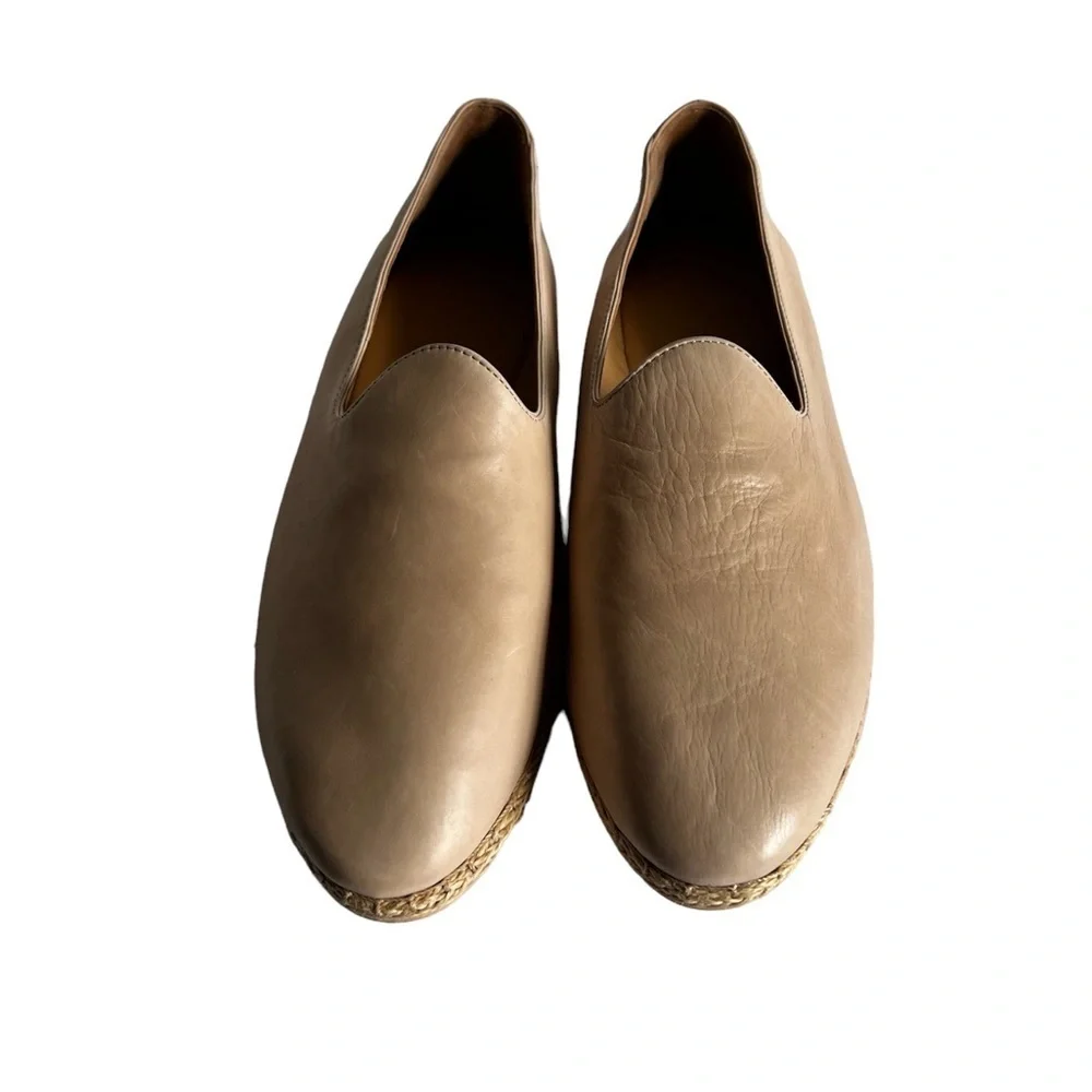 Vince Malia Leather Espadrilles Slip On Flat Loafer